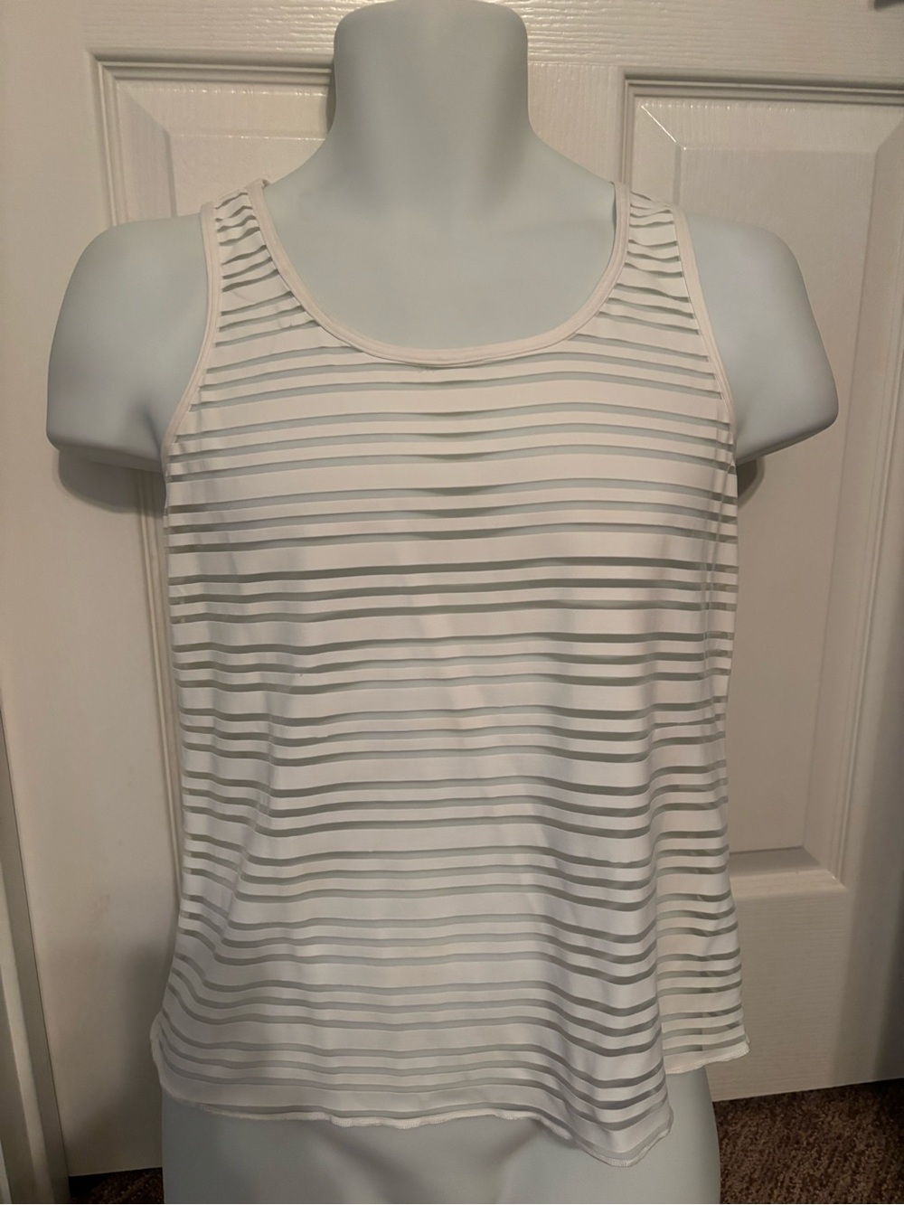 Mens White Striped Tank Top